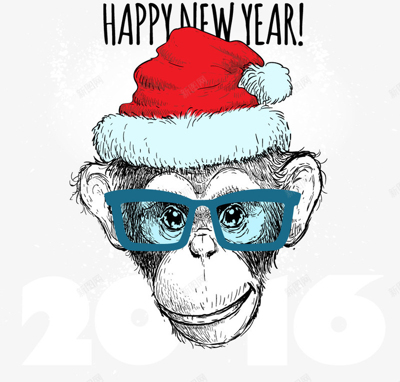 戴圣诞帽的猴子矢量图eps免抠素材_新图网 https://ixintu.com 圣诞节 猴子 装饰 矢量图