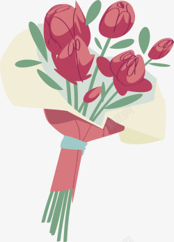 浪漫情人节红玫瑰花束矢量图素材