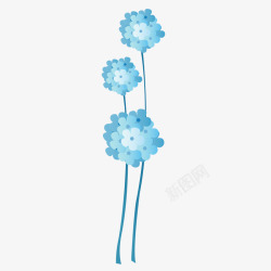 蓝色花朵风车素材