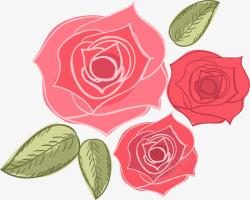 3朵红玫瑰花素材