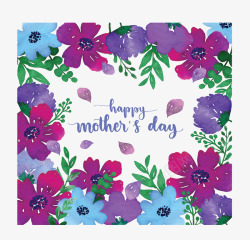 蓝紫色花朵母亲节边框素材