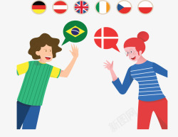 异国语言不同国家朋友对话矢量图高清图片