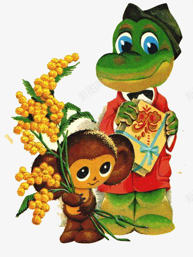 蜥蜴人绅士与持植物的猴子png免抠素材_新图网 https://ixintu.com 猴子 蜥蜴人 黄色果实