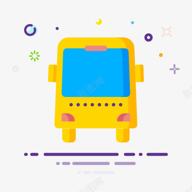 黄色圆角公交车元素矢量图图标图标