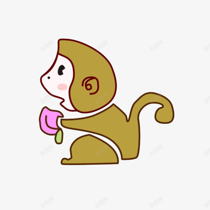 卡通拿着桃子的小猴子psd免抠素材_新图网 https://ixintu.com 卡通 小猴子 拿着桃子 水彩 简笔画