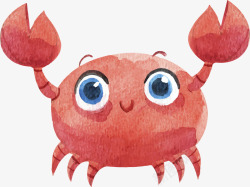 红色可爱夏天螃蟹矢量图素材