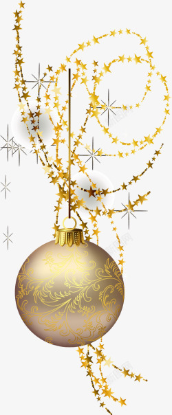 金黄色圣诞吊球装饰图矢量图素材
