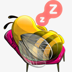 手绘黄色蜜蜂睡觉素材