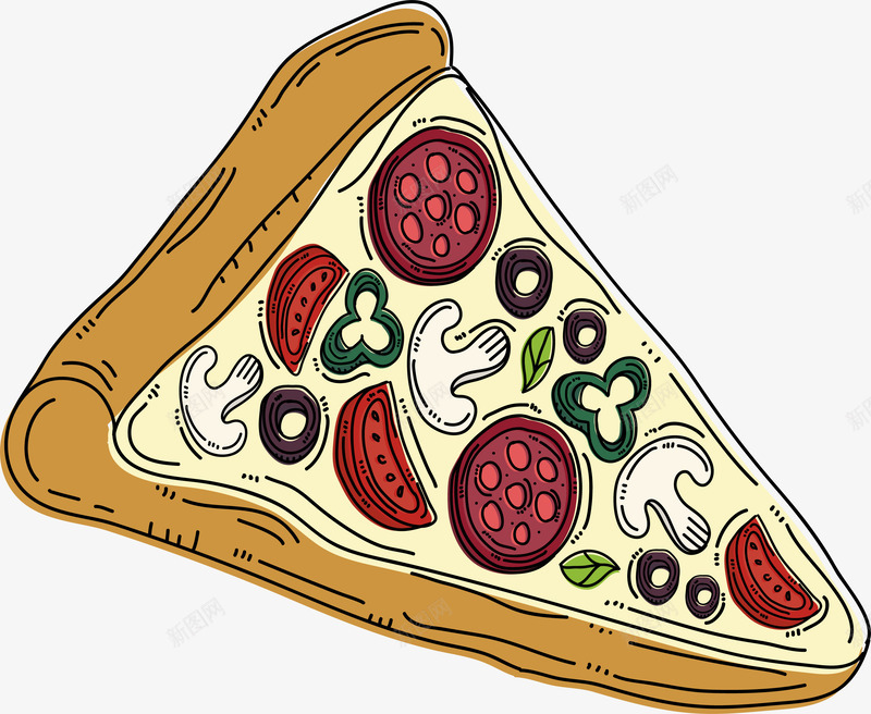一块手绘披萨png免抠素材_新图网 https://ixintu.com 意大利美食 手绘披萨 披萨 矢量素材