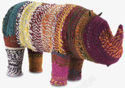 犀牛摆件彩色毛线装饰独角犀牛装饰摆件高清图片