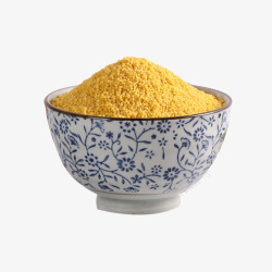 金黄小米青花瓷碗装有机小米实物高清图片