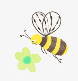 蜜蜂采蜜矢量图素材