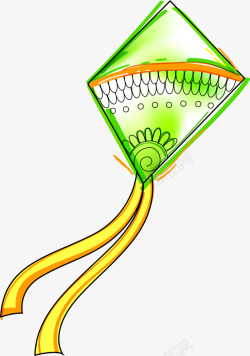 绿色水彩卡通风筝素材