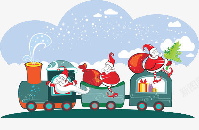 卡通圣诞小火车png免抠素材_新图网 https://ixintu.com 圣诞帽子 礼物 红色 西方
