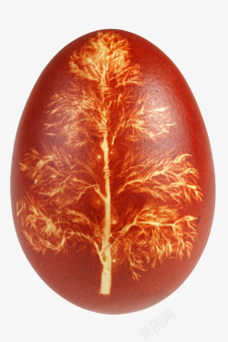 红色禽蛋柳树图案食用彩蛋实物素材