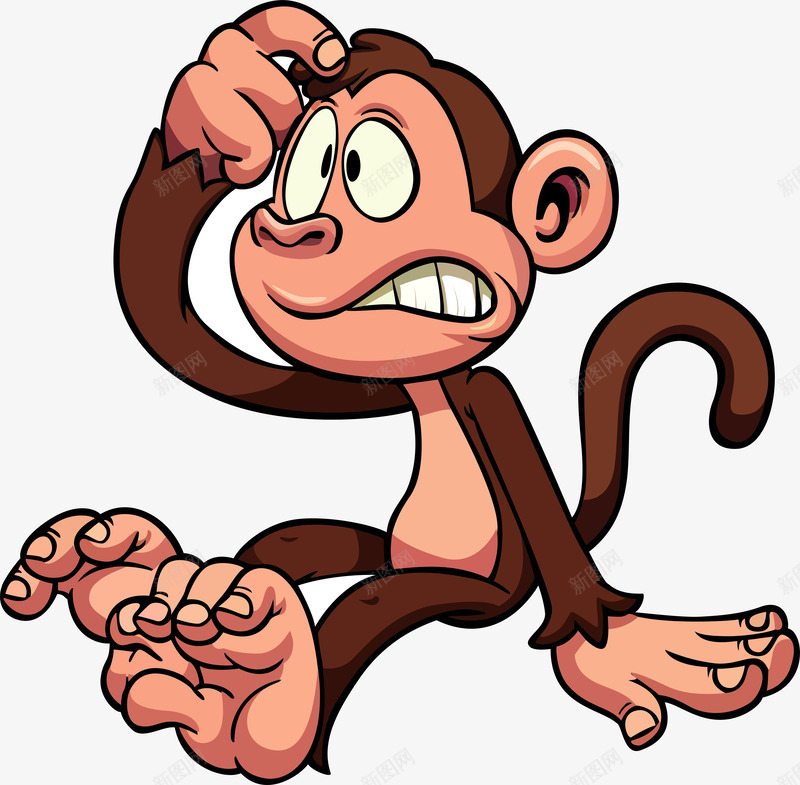 卡通猴子焦急模样png免抠素材_新图网 https://ixintu.com 卡通动物 卡通猴子 手绘动物 焦急 猴子