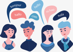 交流的朋友不同语言人们对话矢量图高清图片