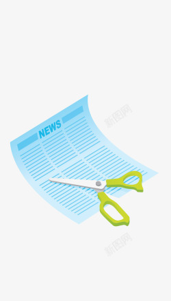 ai报纸新闻报纸剪刀高清图片