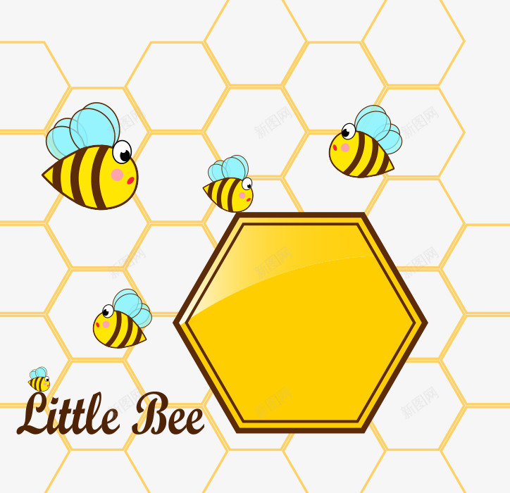 卡通手绘可爱蜂窝小蜜蜂png免抠素材_新图网 https://ixintu.com 卡通的动物 可爱的小蜜蜂 手绘的小蜜蜂 蜜蜂窝 黄色 黄色的蜂窝