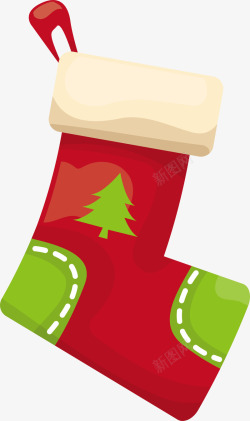 红色圣诞树袜子素材