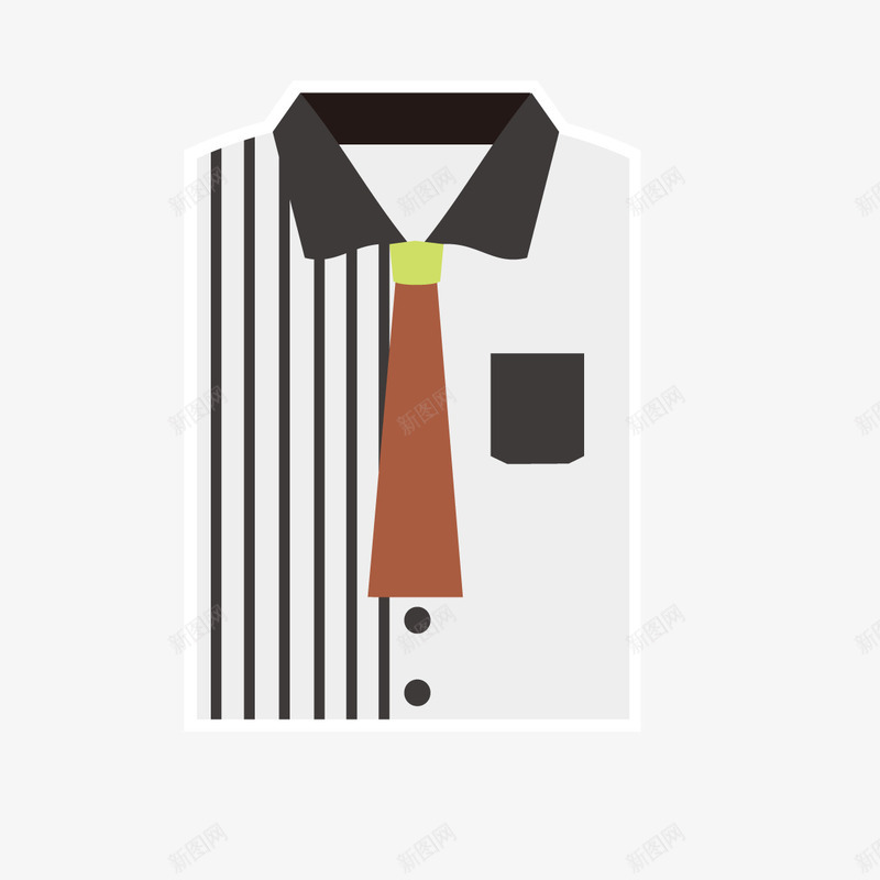 领带衬衫png免抠素材_新图网 https://ixintu.com 一件 卡通 手绘 棕色 白色 衬衫 领带 黑色