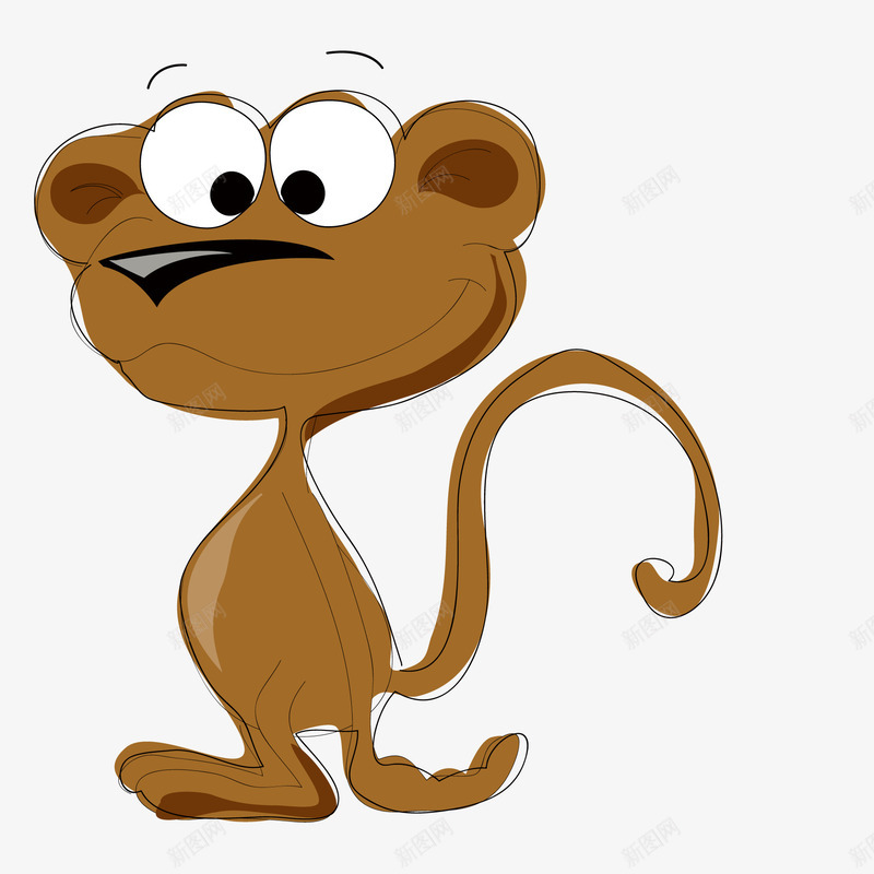 卡通可爱的小猴子矢量图ai免抠素材_新图网 https://ixintu.com 动物设计 卡通 可爱 小猴子 手绘 棕色 水彩 矢量图