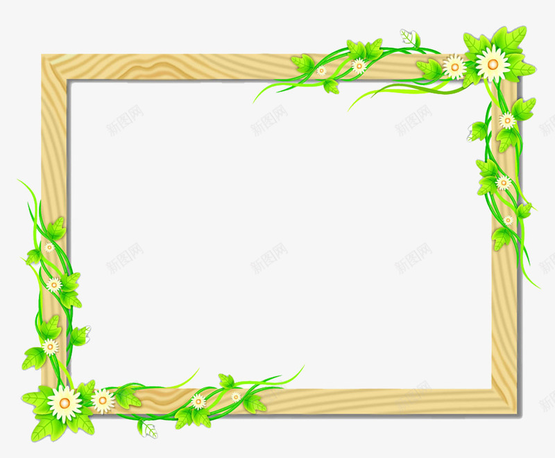 矩形边框png免抠素材_新图网 https://ixintu.com 圆角矩形边框 矩形 绿色 花朵 边框