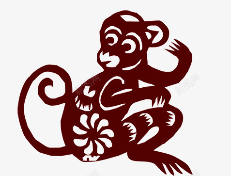 猴子剪影png免抠素材_新图网 https://ixintu.com 2016 剪影 喜庆 接福 猴子 猴年 过大年 迎春