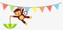 彩色小猴子拉旗小猴子高清图片