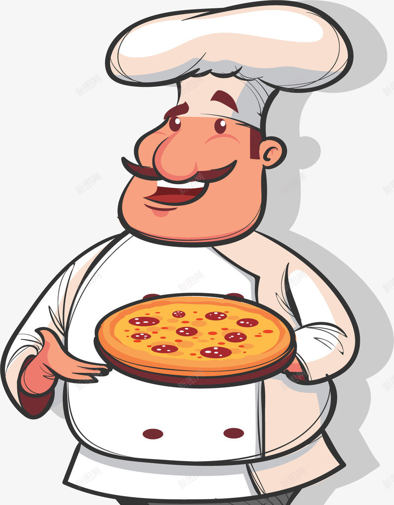 拿着披萨的厨师png免抠素材_新图网 https://ixintu.com 厨师 大厨 意大利厨师 拿着披萨 矢量素材