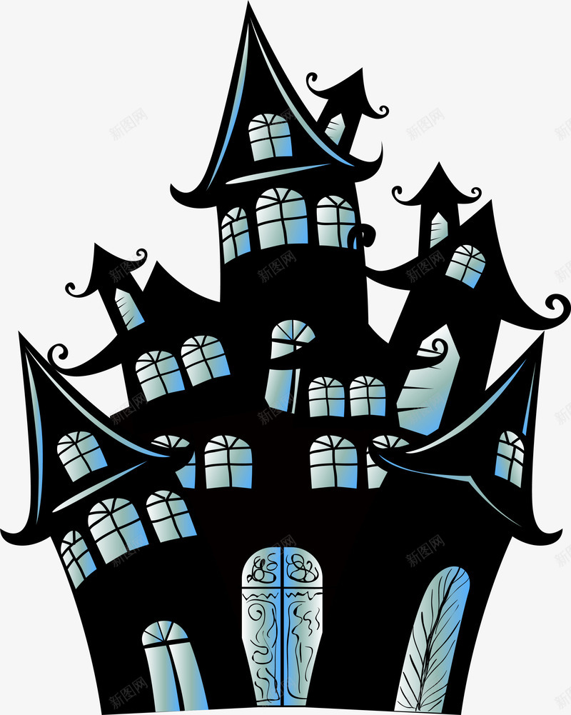 黑色诡异城堡png免抠素材_新图网 https://ixintu.com 万圣节 惊悚恐怖 鬼节 黑色城堡