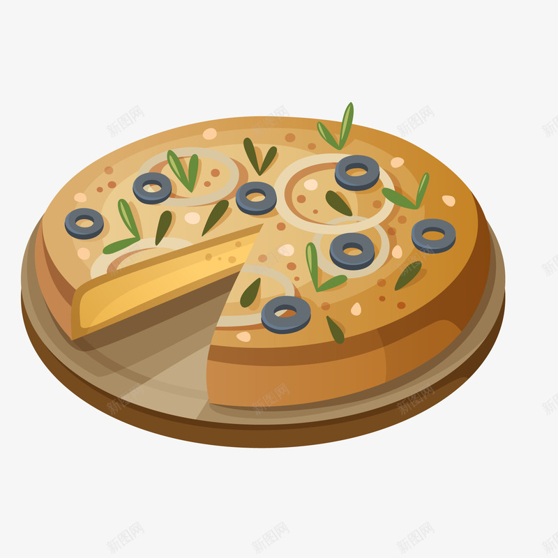 盘子里的披萨食物矢量图ai免抠素材_新图网 https://ixintu.com 卡通 披萨 盘子里 美食设计 食物设计 矢量图