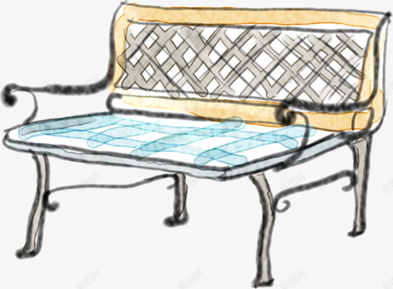 手绘室内长椅漫画png免抠素材_新图网 https://ixintu.com 室内 漫画 长椅