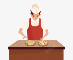 一个正在做披萨的厨师矢量图素材