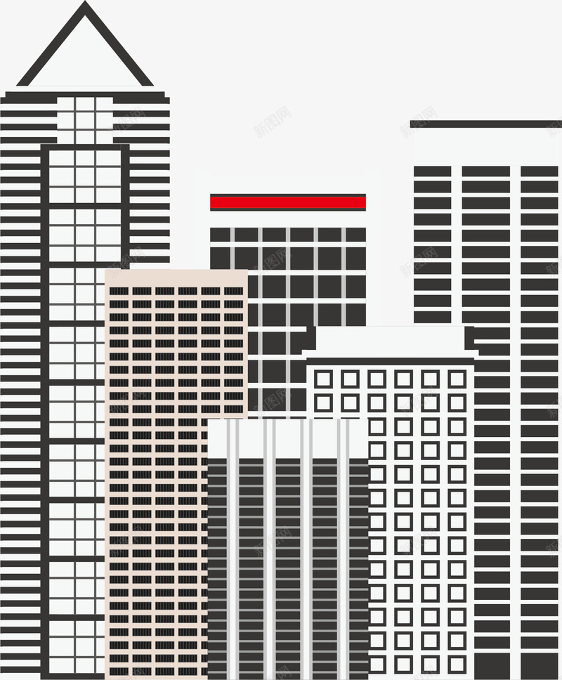 平面高楼建筑png免抠素材_新图网 https://ixintu.com 免抠PNG 城市建筑 大城市 房子 楼房 高楼大厦