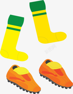 黄色足球袜子球鞋矢量图素材