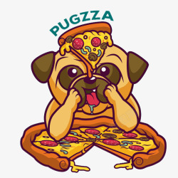 流口水的小狗卡通吃披萨的小狗图高清图片