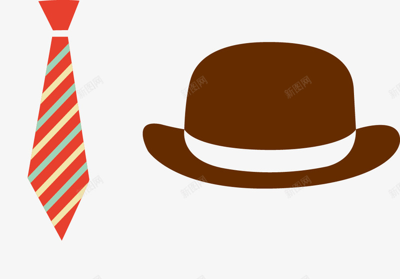 绅士必备元素png免抠素材_新图网 https://ixintu.com 帽子 手绘 绅士 领带