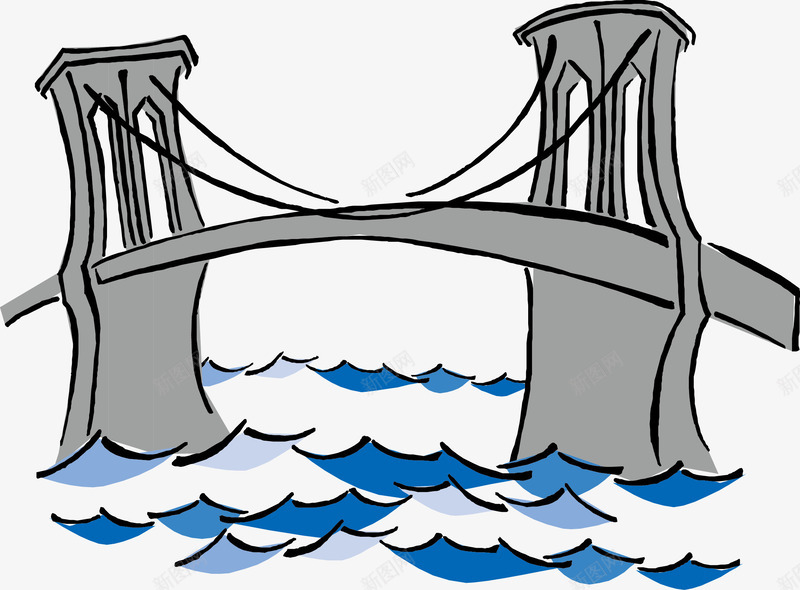桥梁风光png免抠素材_新图网 https://ixintu.com 徽式建筑 桥梁 矢量素材 素材 风光