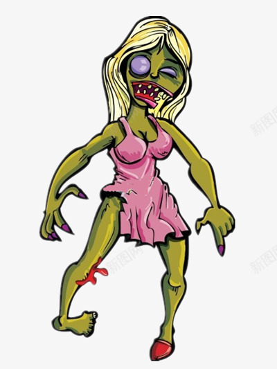 恐怖女僵尸png免抠素材_新图网 https://ixintu.com 个性装饰 手绘 粉色 绿色