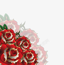 红色玫瑰花背景边框素材