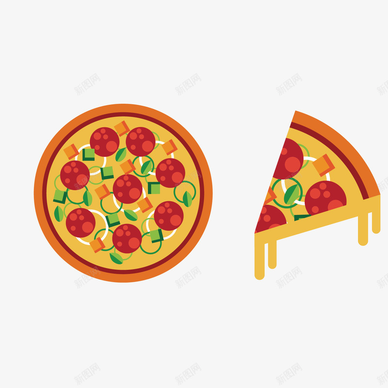 卡通美食披萨矢量图ai免抠素材_新图网 https://ixintu.com 卡通披萨 圆形披萨 披萨 美食 背景装饰 食物 矢量图