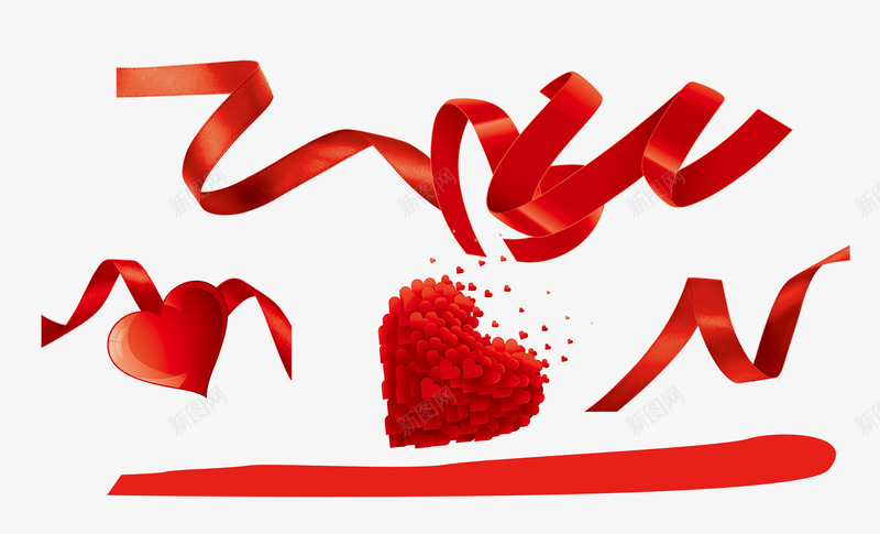 情人节海报元素png免抠素材_新图网 https://ixintu.com png 元素 彩带 情人 海报 海报元素 爱心 红玫瑰花 设计