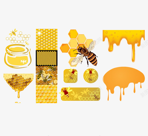 蜜蜂和蜂蜜罐卡通png免抠素材_新图网 https://ixintu.com 卡通 图 蜂窝形状 蜂窝状 蜂蜜罐 蜜蜂 蜜蜂窝