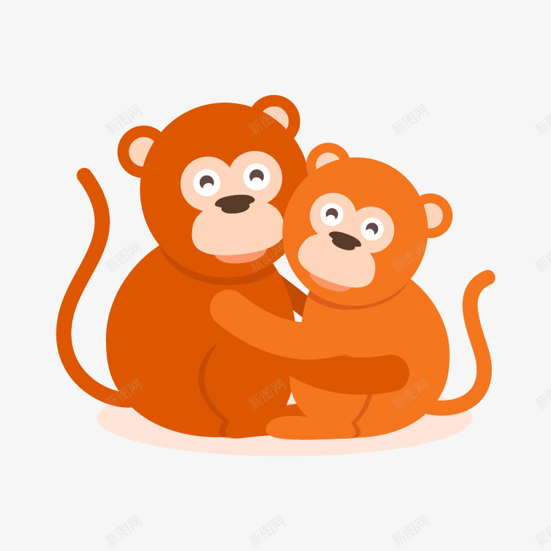 拥抱的猴子png免抠素材_新图网 https://ixintu.com PNG素材 卡通 拥抱 猴子