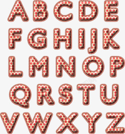 斑点字母26个英文字母红色斑点装饰高清图片