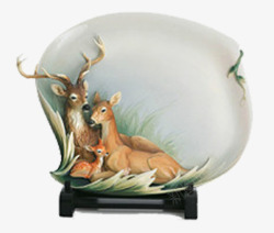 小鹿摆件陶瓷研磨盘高清图片