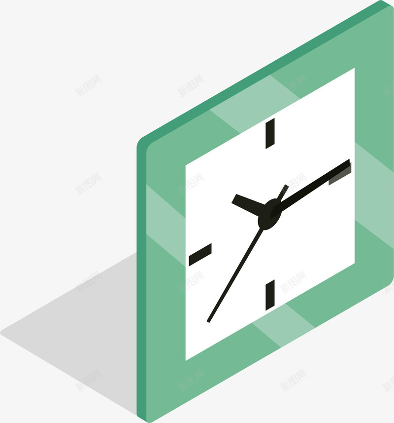 绿色边框的钟png免抠素材_新图网 https://ixintu.com 挂钟 日常用品 时间提醒 钟表 黑色指针