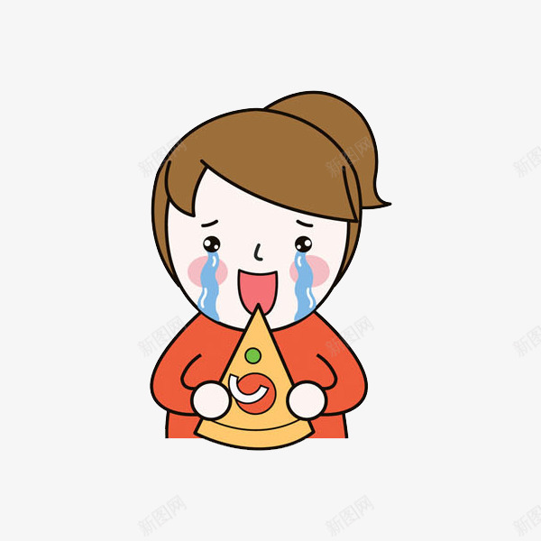 哭啼的女孩png免抠素材_新图网 https://ixintu.com 伤心的 卡通 可爱的 哭啼的 小女孩 披萨 爱吃的