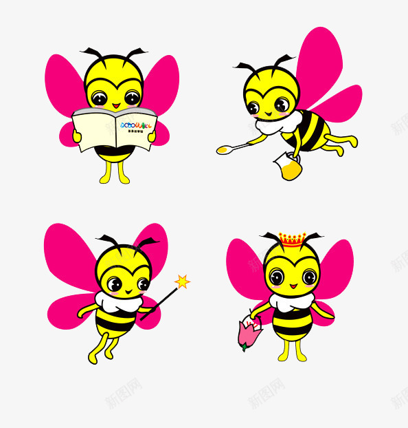 四只小蜜蜂png免抠素材_新图网 https://ixintu.com 卡通 手绘 简笔画 蜜蜂 辛勤 黄色